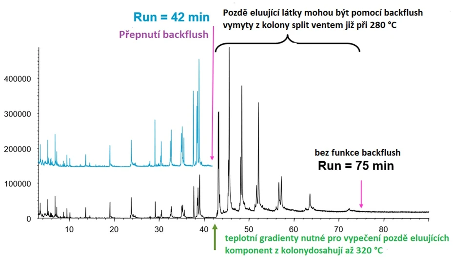 GC analýza extraktu mléka s využitím backflush