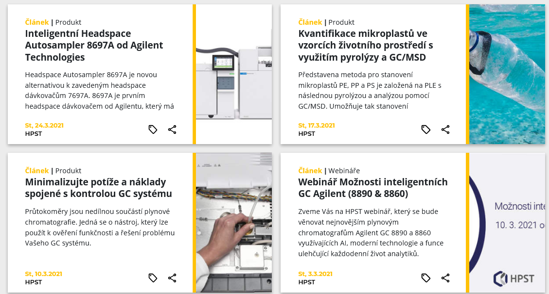 Obr. 2 Novinky HPST na portálu LabRulezGCMS